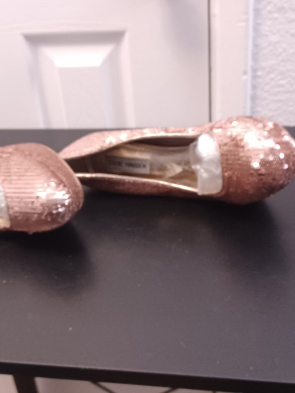 Steve Madden Rose Gold Womens Platform Pumps Sequins Sequined Size 7.5 Heel 5”
